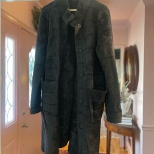 J. McLaughlin Black Textured Long Coat